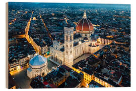 Holzbild Kathedrale bei Nacht, Florenz, Italien