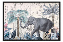 Gerahmter Kunstdruck Afrika-Elefanten-Reise