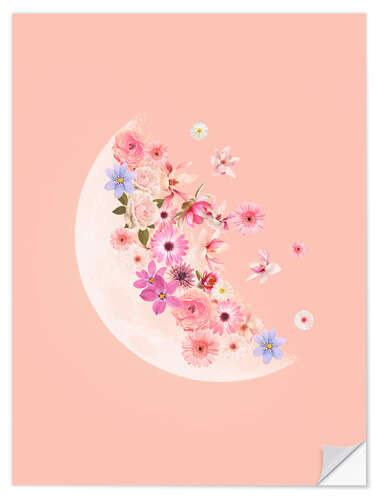 Selvklebende plakat Spring Floral Moon