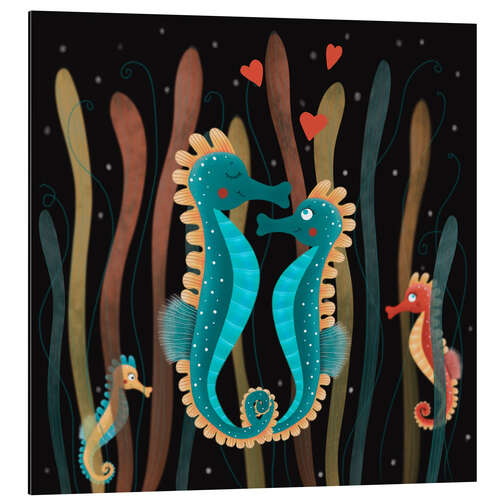 Tableau en aluminium Seahorses in love