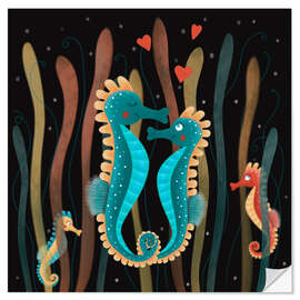 Självhäftande poster Seahorses in love