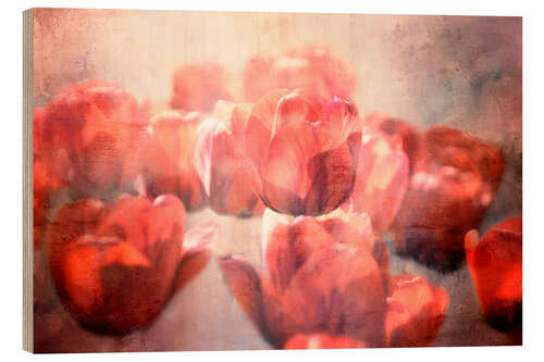 Cuadro de madera Red tulips