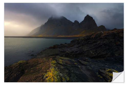 Naklejka na ścianę Eystrahorn mountain on the east coast of Iceland in stormy conditions