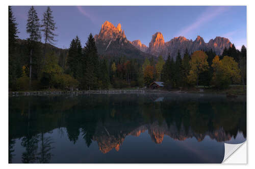 Selvklebende plakat Sunset in Lago Welsperg