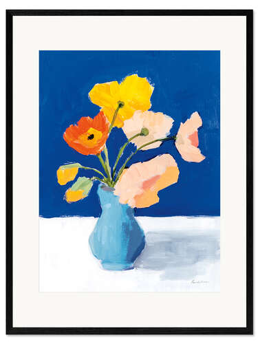 Framed art print Poppies on Blue