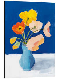 Magnettafel Mohnblumen auf Blau