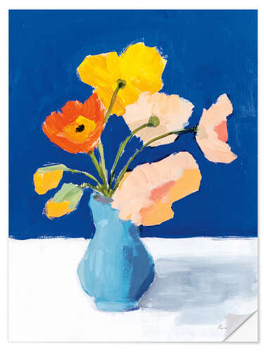 Vinilo para la pared Poppies on Blue