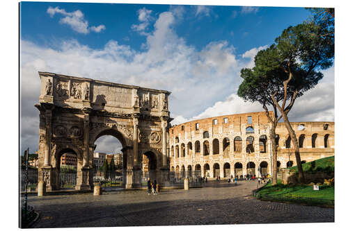 Stampa su plexi-alluminio Arch of Constantine and coliseum, Rome