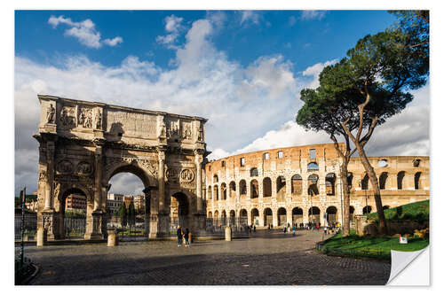 Vinilo para la pared Arch of Constantine and coliseum, Rome