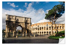 Selvklebende plakat Arch of Constantine and coliseum, Rome