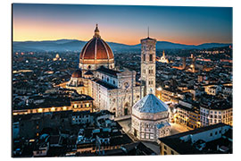 Aluminium print Duomo and city at dawn, Florence