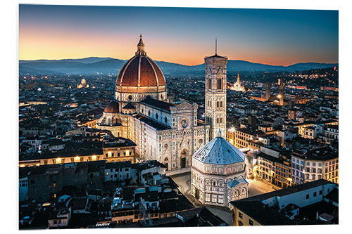 Quadro em PVC Duomo and city at dawn, Florence