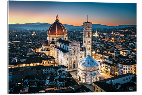 Quadro em plexi-alumínio Duomo and city at dawn, Florence