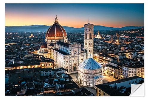 Vinilo para la pared Duomo and city at dawn, Florence