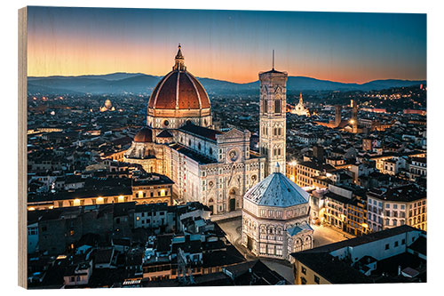 Holzbild Dom und Stadt im Morgengrauen, Florenz