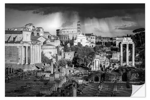 Selvklebende plakat Dramatic light over the roman ruins, Rome