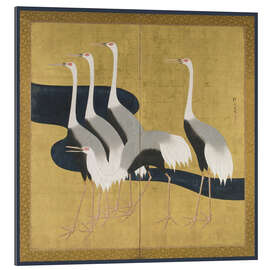 Gallery print Two-panel folding screen depicting cranes