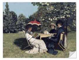 Selvklæbende plakat Women around the garden table, 1880