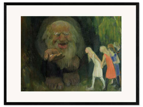 Kehystetty taidepainatus The troll lured the girls with gold
