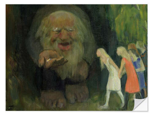 Naklejka na ścianę The troll lured the girls with gold