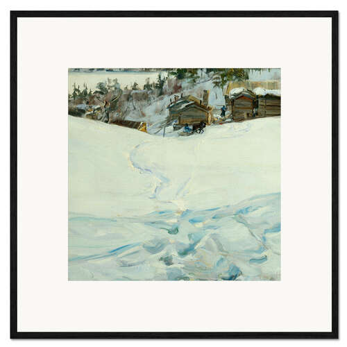 Gerahmter Kunstdruck Bergbauernhof in Winterlandschaft