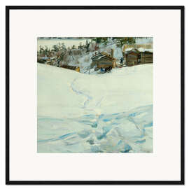 Framed art print Mountain farm in winter landscape