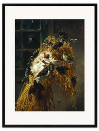 Inramat konsttryck Christmas Sheaf with Birds, 1883