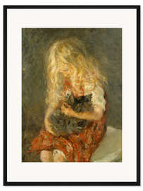 Gerahmter Kunstdruck Mädchen mit Katze, 1897