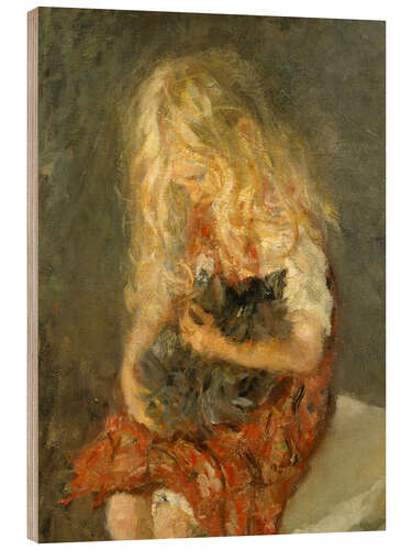 Holzbild Mädchen mit Katze, 1897