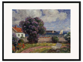 Gerahmter Kunstdruck Küstenlandschaft mit Fliederbusch