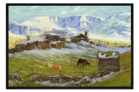 Gerahmter Kunstdruck Morning sun over the mountain, Vågå