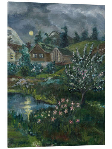 Acrylic print Spring night with full moon