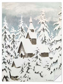 Selvklebende plakat Church in the Snow, 1907