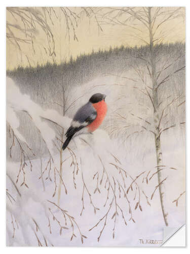 Autocolante decorativo Bullfinch on Frosty Twig, 1906