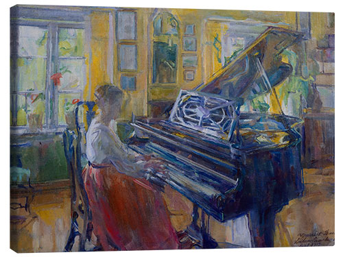 Canvas print Playing the piano in the vicarage, Loiten, 1917