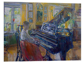 Print på skumplade Playing the piano in the vicarage, Loiten, 1917