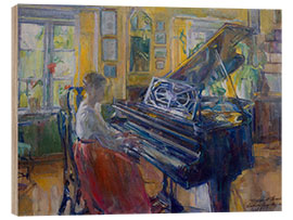 Wood print Playing the piano in the vicarage, Loiten, 1917