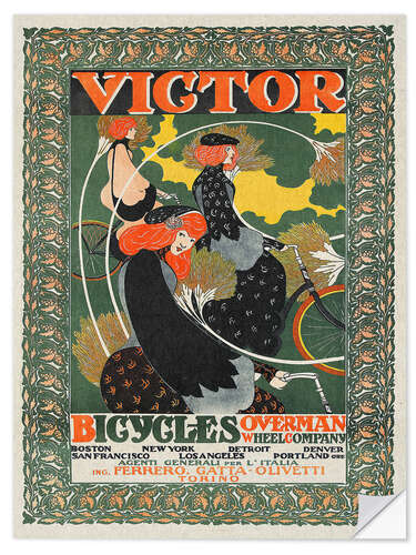 Selvklebende plakat Victor Bicycles Vintage Advertisement