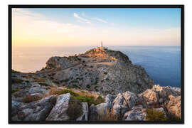 Gerahmter Kunstdruck Sonnenuntergang am Cap de Formentor auf Mallorca