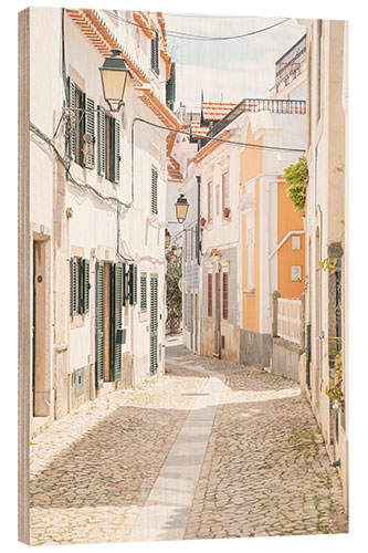 Wood print Street in Cascais, Portugal