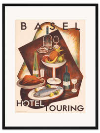 Gerahmter Kunstdruck Basel Hotel Touring - Vintage Advertisement