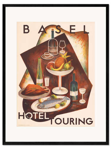 Plakat artystyczny premium w ramie Basel Hotel Touring - Vintage Advertisement
