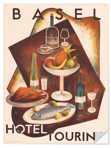 Naklejka na ścianę Basel Hotel Touring - Vintage Advertisement