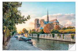 Muursticker Notre-Dame at sunset