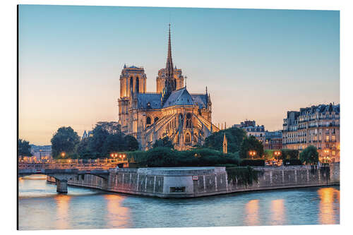 Print på aluminium Notre-Dame at dusk