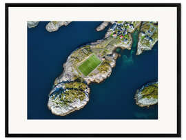 Inramat konsttryck Soccer in Norwegian