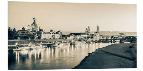 Tableau en PVC Skyline Dresden in the evening