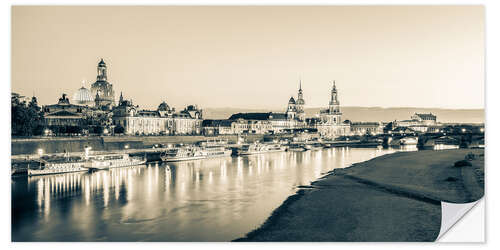 Sticker mural Skyline Dresden in the evening