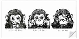 Wall sticker Speak no evil - Hear no evil - See no evil II