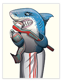 Veggbilde  Great White Shark Brushing Teeth - Wyatt9